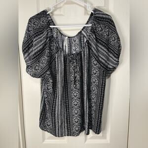 MUDD Y2K Black and Grey Bohemian Printed Top size XXL